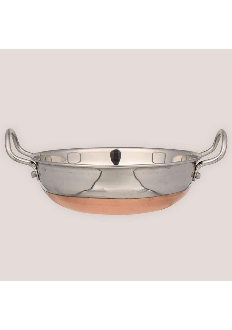STEELHOMES StainlessSteel Kadai Wok with Kadhai Stainless Steel Stovetop Compatible and Gas | 1 L | 1.1 Qt - Indya