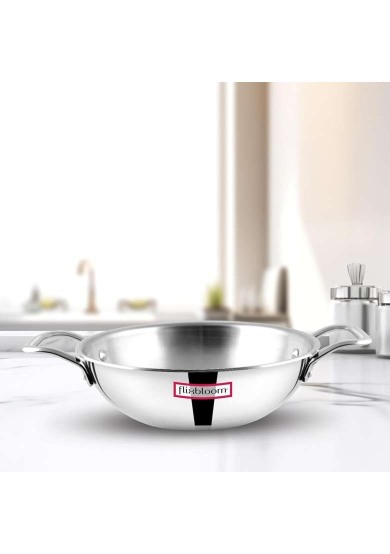 FLIXBLOOM Native Shine Stainless Steel Triply | 2 L | 2.1 Qt | Induction Compatible - Indya