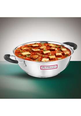 FLIXBLOOM Edge Stainless Steel Kadai Induction Bottom | 4.5 L | 4.8 Qt | Tri-Ply