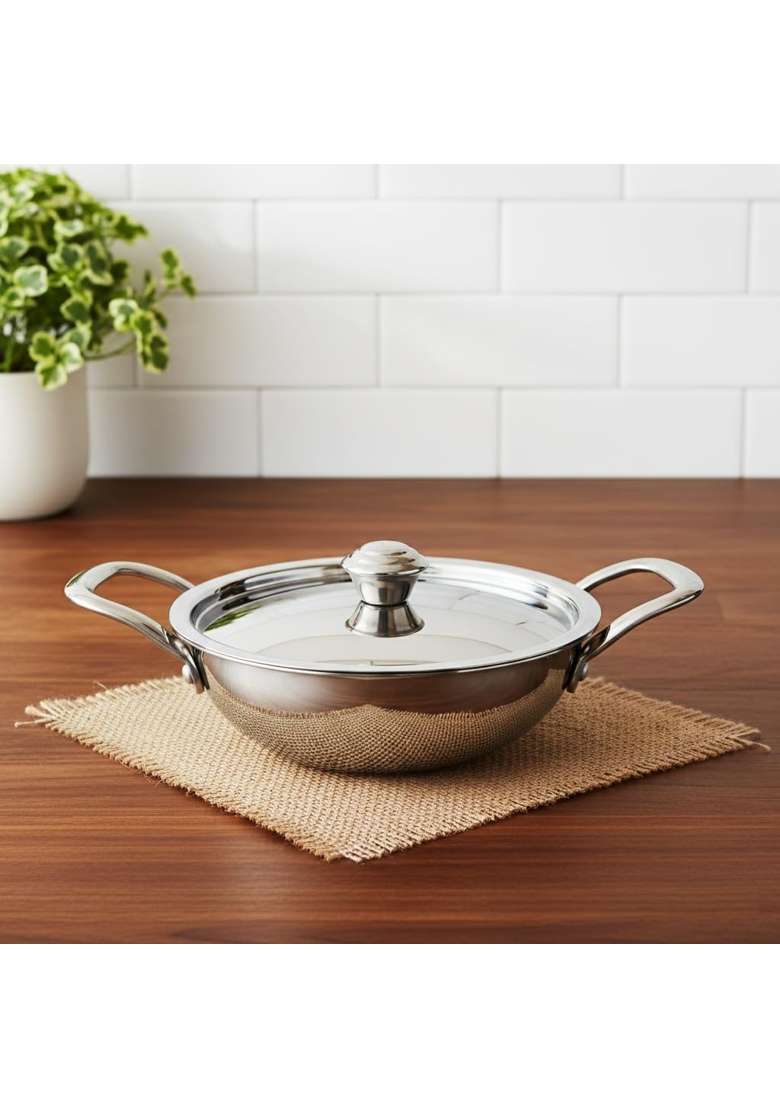 FLIXBLOOM Future Kitchen Stainless Steel Triply Thick Gauge Induction Base LPG Friendly | 1.5 L | 1.6 Qt | With Lid - Indya