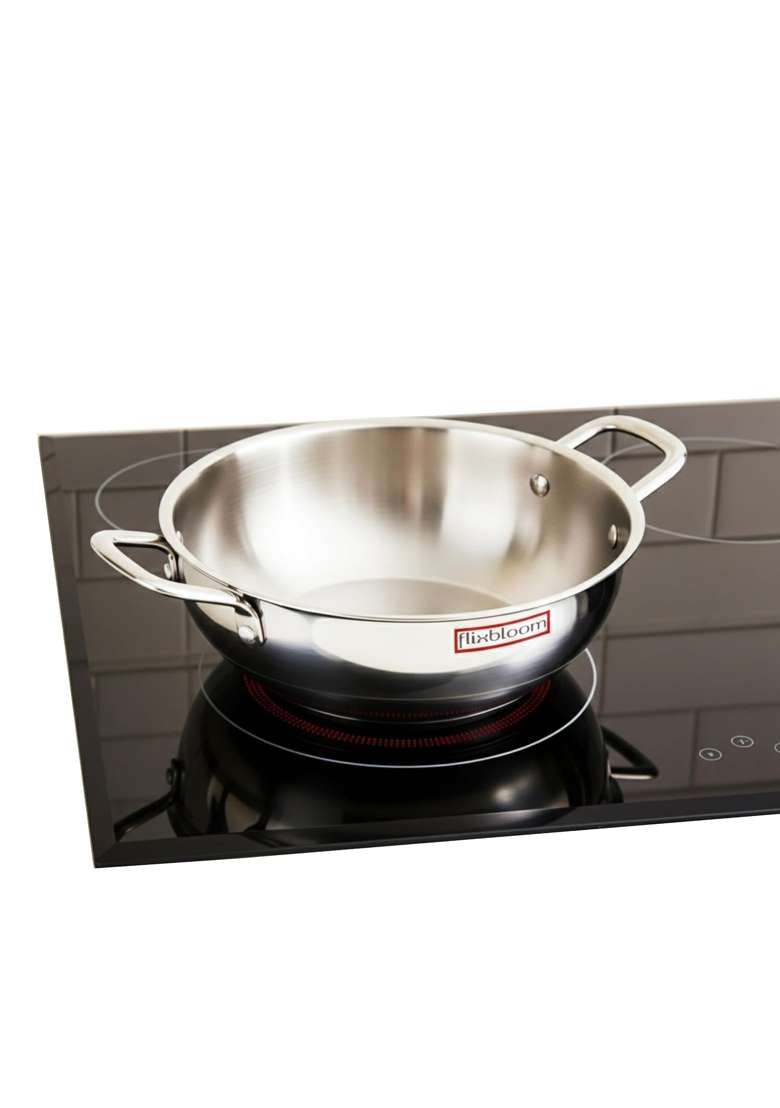 FLIXBLOOM Future Kitchen Stainless Steel Triply Thick Gauge Induction Base LPG Friendly | 1.5 L | 1.6 Qt | With Lid - Indya