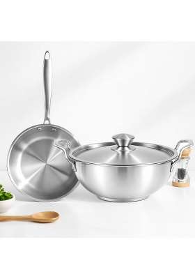 SOLARA Sterra Stainless Steel Cookware | 1.7 L | 1.8 Qt | 22 cm | 8.7 Inch | 2-Piece Set | Induction Compatible | Tri-Ply | With Lid