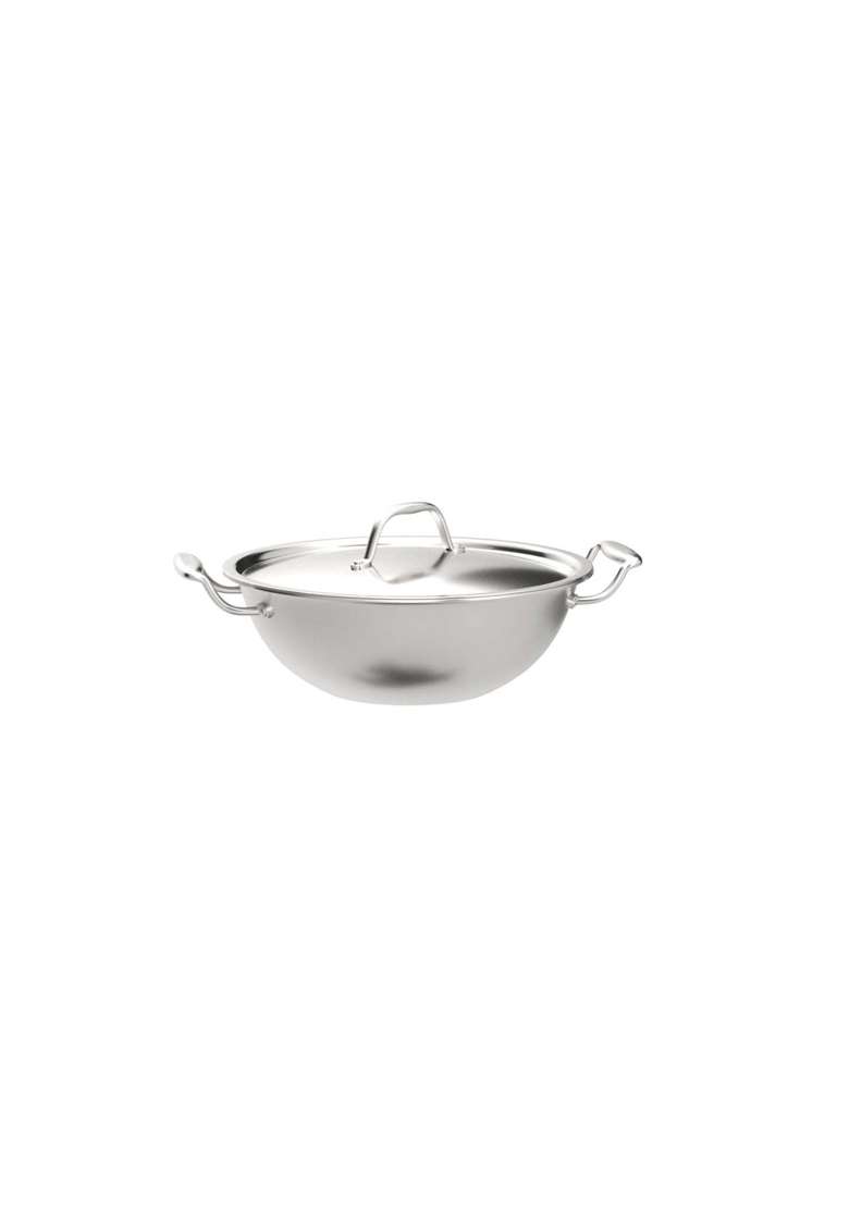 Prabha Prima Kadhai Wok Flat Bottom with Lid | 3.5 L | 3.7 Qt | 26 cm | 10.2 Inch | Induction Compatible - Indya