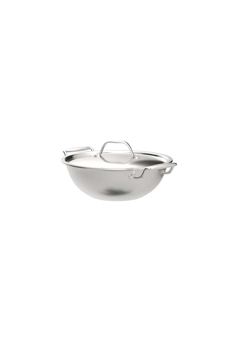 Prabha Prima Kadhai Wok Flat Bottom with Lid | 3.5 L | 3.7 Qt | 26 cm | 10.2 Inch | Induction Compatible - Indya