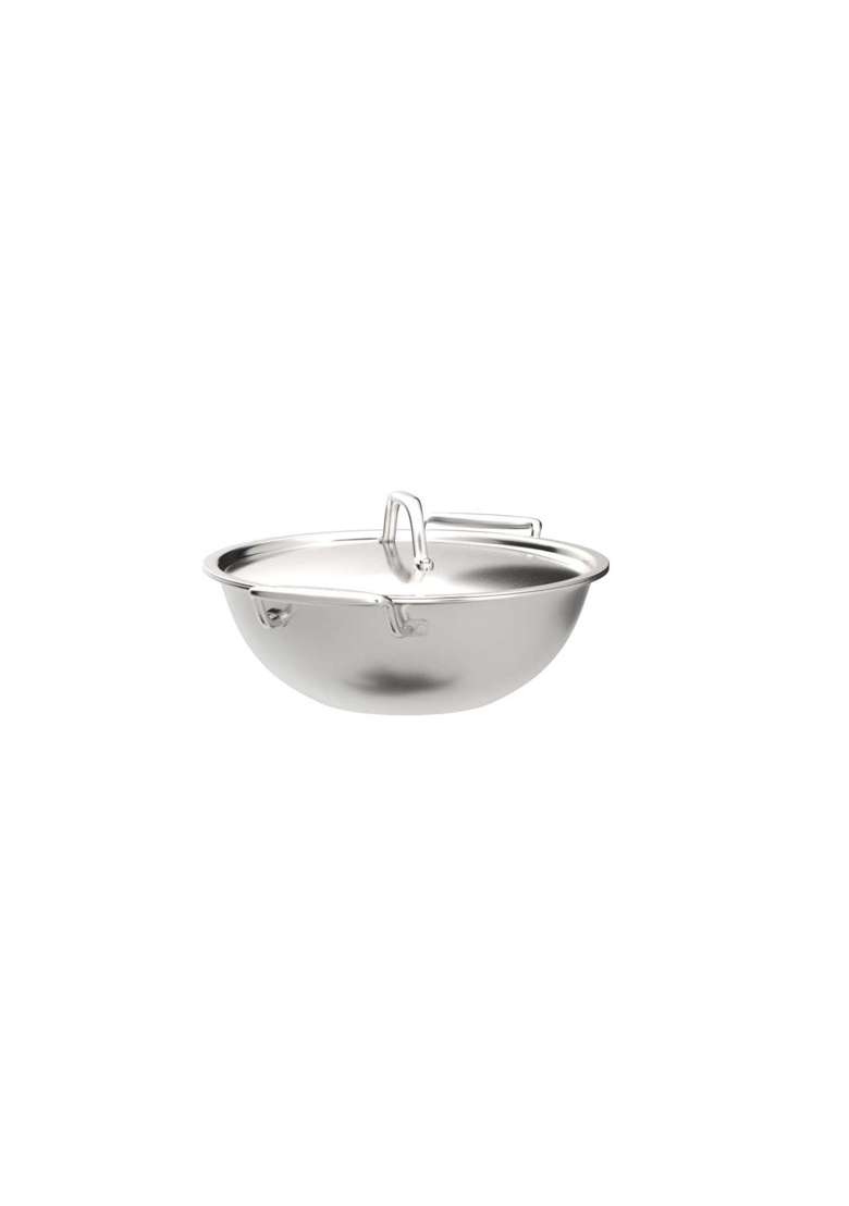 Prabha Prima Kadhai Wok Flat Bottom with Lid | 3.5 L | 3.7 Qt | 26 cm | 10.2 Inch | Induction Compatible - Indya