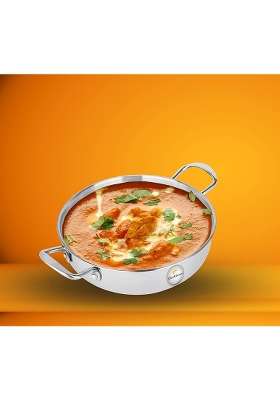 FLIXBLOOM Perfect Heavy Duty Stainless Steel Induction Bottom Cookware Kitchen Kadhai Wok | 4.5 L | 4.8 Qt