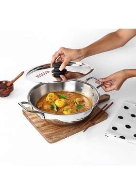 FLIXBLOOM Superlative Triply Stainless Steel Thick Heavy Bottom Induction Base Cookware | 1.5 L | 1.6 Qt | Dishwasher Safe | With Lid