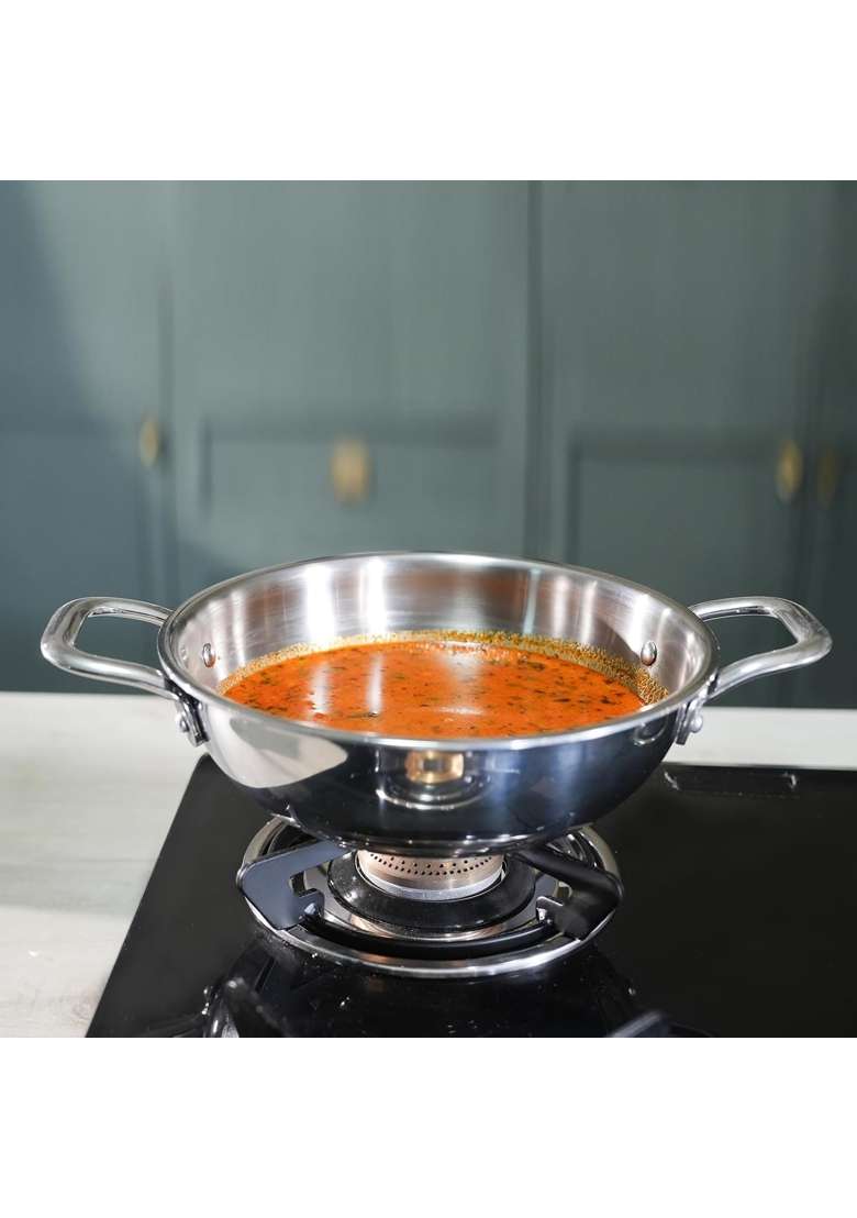 FLIXBLOOM Superlative Triply Stainless Steel Thick Heavy Bottom Induction Base Cookware | 1.5 L | 1.6 Qt | Dishwasher Safe | With Lid - Indya