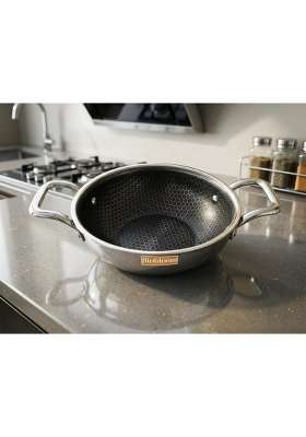FLIXBLOOM Platinum Triply Thick Guage Stainless Steel Induction Base LPG Friendly Food | 2 L | 2.1 Qt | Non-Stick | Food Safe