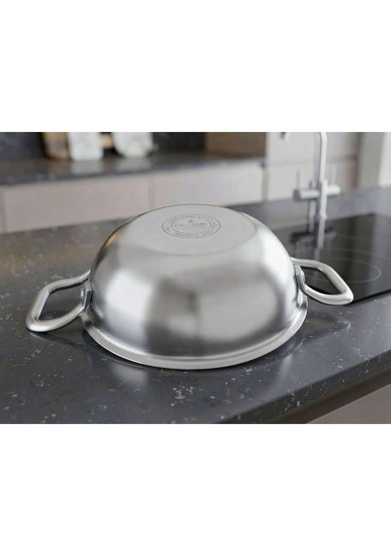 FLIXBLOOM Platinum Triply Thick Guage Stainless Steel Induction Base LPG Friendly Food | 2 L | 2.1 Qt | Non-Stick | Food Safe - Indya
