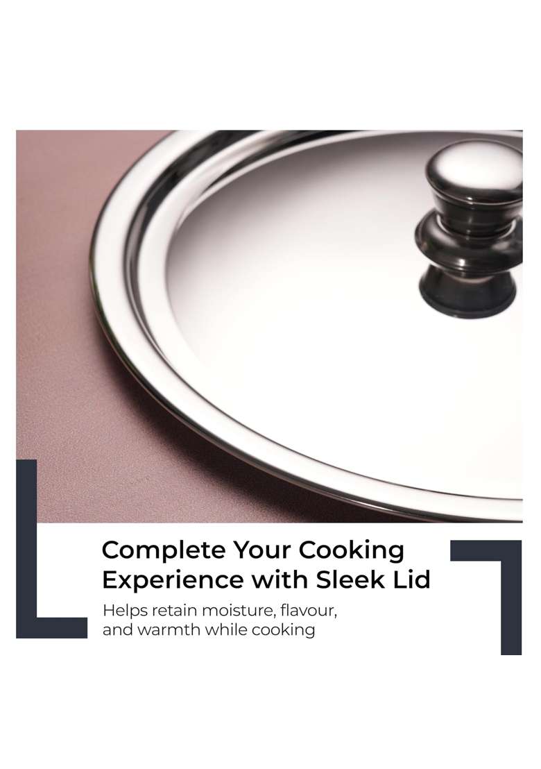 Lifelong Stainless Steel Kadhai Wok with Lid | 2.5 L | 2.6 Qt | 24 cm | 9.4 Inch | Induction Compatible - Indya