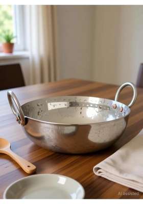 Yadav Craft Stainless Steel Kadhai Wok | 3 L | 3.2 Qt | 32 cm | 12.6 Inch