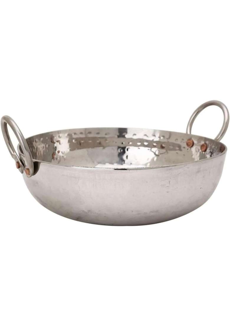 Yadav Craft Stainless Steel Kadhai Wok | 3 L | 3.2 Qt | 32 cm | 12.6 Inch - Indya