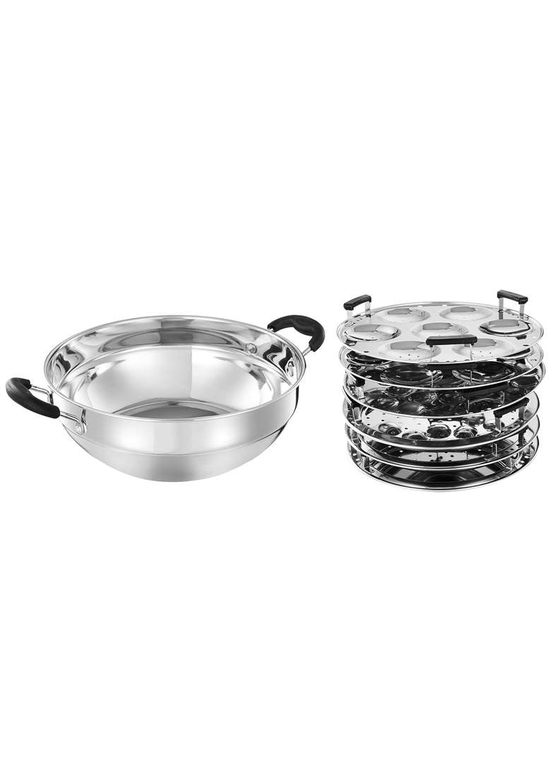 Solimo Amazon Brand Solimo Stainless Steel Induction Bottom Kadhai Wok with 6 Plates | 1 L | 1.1 Qt - Indya