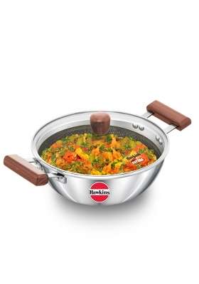 Hawkins Deep Kadhai Wok | 2.5 L | 2.6 Qt | Induction Compatible | Non-Stick | Tri-Ply