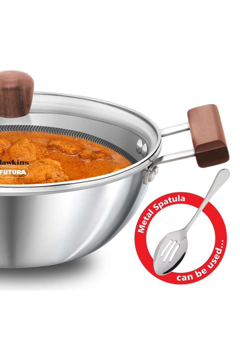 Hawkins Deep Kadhai Wok | 2.5 L | 2.6 Qt | Induction Compatible | Non-Stick | Tri-Ply - Indya