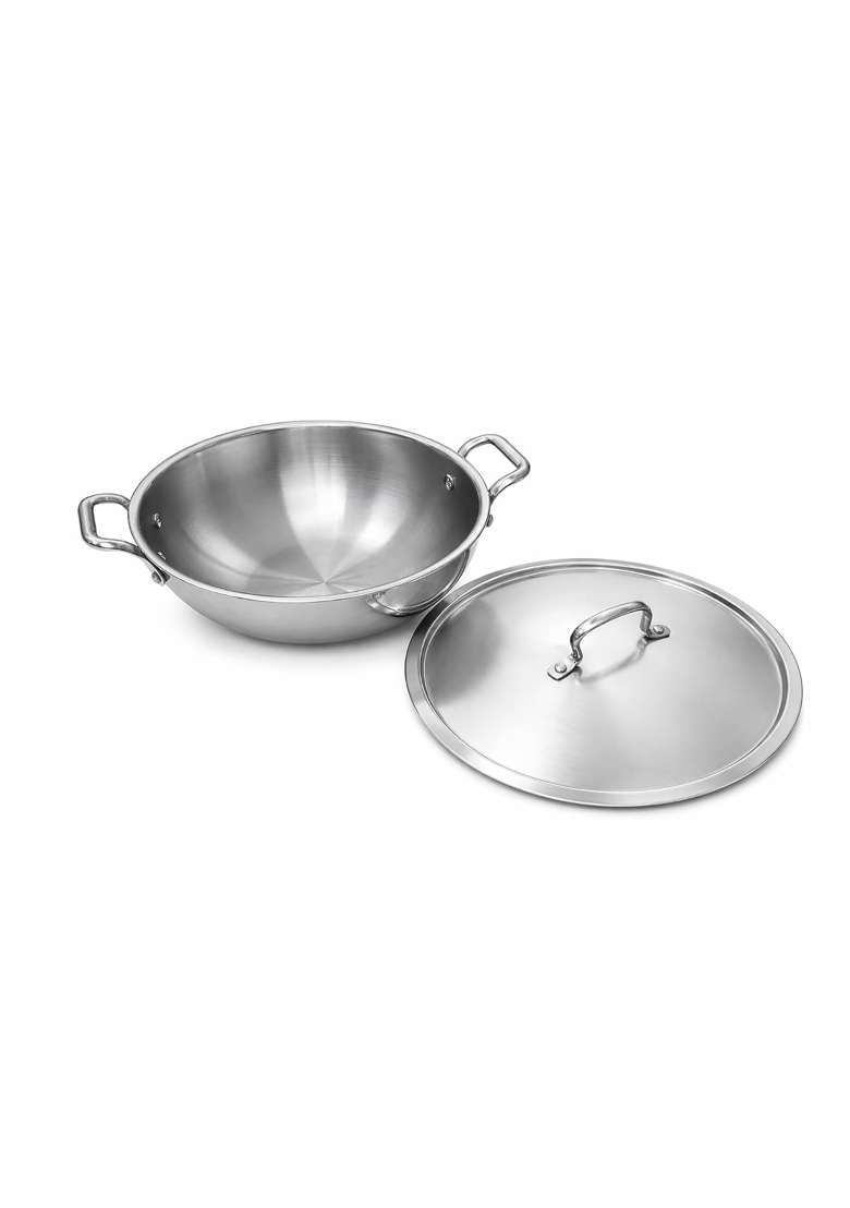 AANYA HOME CRAFT Aanya Homecraft Trio Robust 18 10 Tri-Ply Stainless Steel Cookware Set | 22 cm | 8.7 Inch | 3-Piece Set | Induction Compatible - Indya