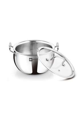 BERGNER BE Essentials TriPly Stainless Steel Rice Handi Cooking Pot with Lid | 0.2 L | 0.2 Qt | 20 cm | 7.9 Inch | Induction Compatible | Non-Toxic