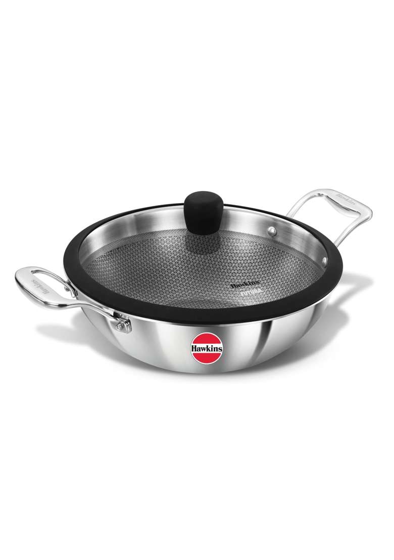 Hawkins Pro Shielded Nonstick Triply Deep-Fry Pan | 3.5 L | 3.7 Qt | 26 cm | 10.2 Inch | Induction Compatible - Indya