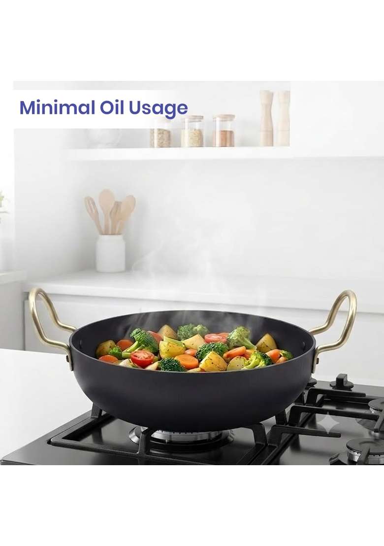 DOZY Iron Kadhai Wok and Tadka Pan | Pack of 2 - Indya