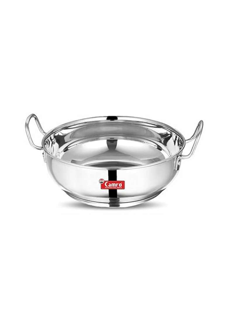 CAMRO Kadhai Wok Induction Bottom Stainless Steel | 4.5 L | 4.8 Qt - Indya