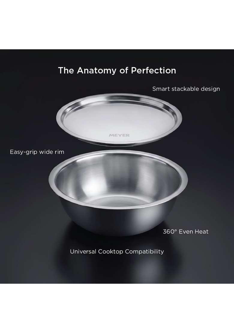 Meyer Trivantage Pro Tasla Deep Pan | 3.5 L | 3.7 Qt | 26 cm | 10.2 Inch | Induction Compatible | Tri-Ply | With Lid - Indya