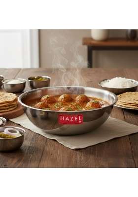HAZEL Triply Stainless Steel Tasra Deep Pan | 2 L | 2.1 Qt | Induction Compatible | Heavy Bottom