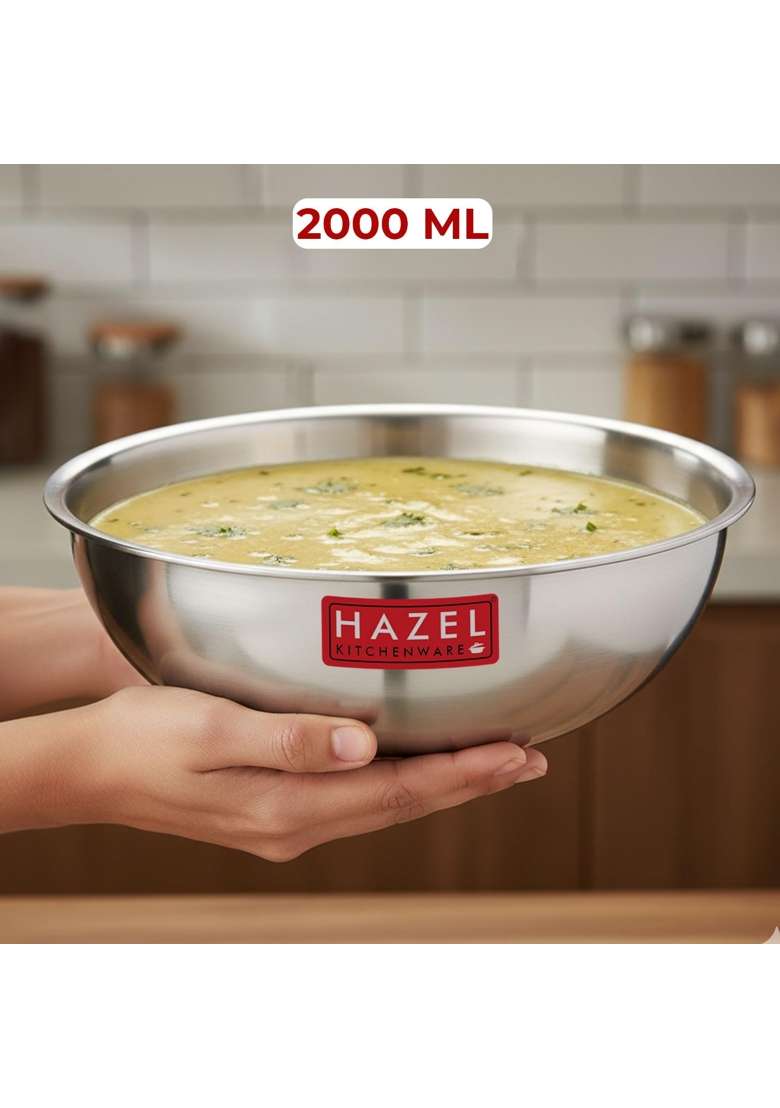HAZEL Triply Stainless Steel Tasra Deep Pan | 2 L | 2.1 Qt | Induction Compatible | Heavy Bottom - Indya