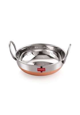 HAZEL Stainless Steel Kadai Wok with Copper Bottom | 1.8 L | 1.9 Qt