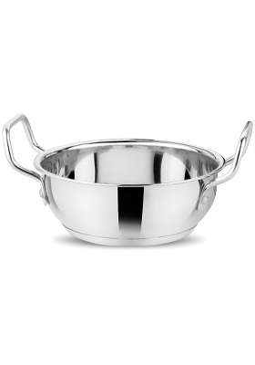 The Indian Aura Stainless Steel Kadhai Wok Without Lid | 3.5 L | 3.7 Qt | Induction Compatible