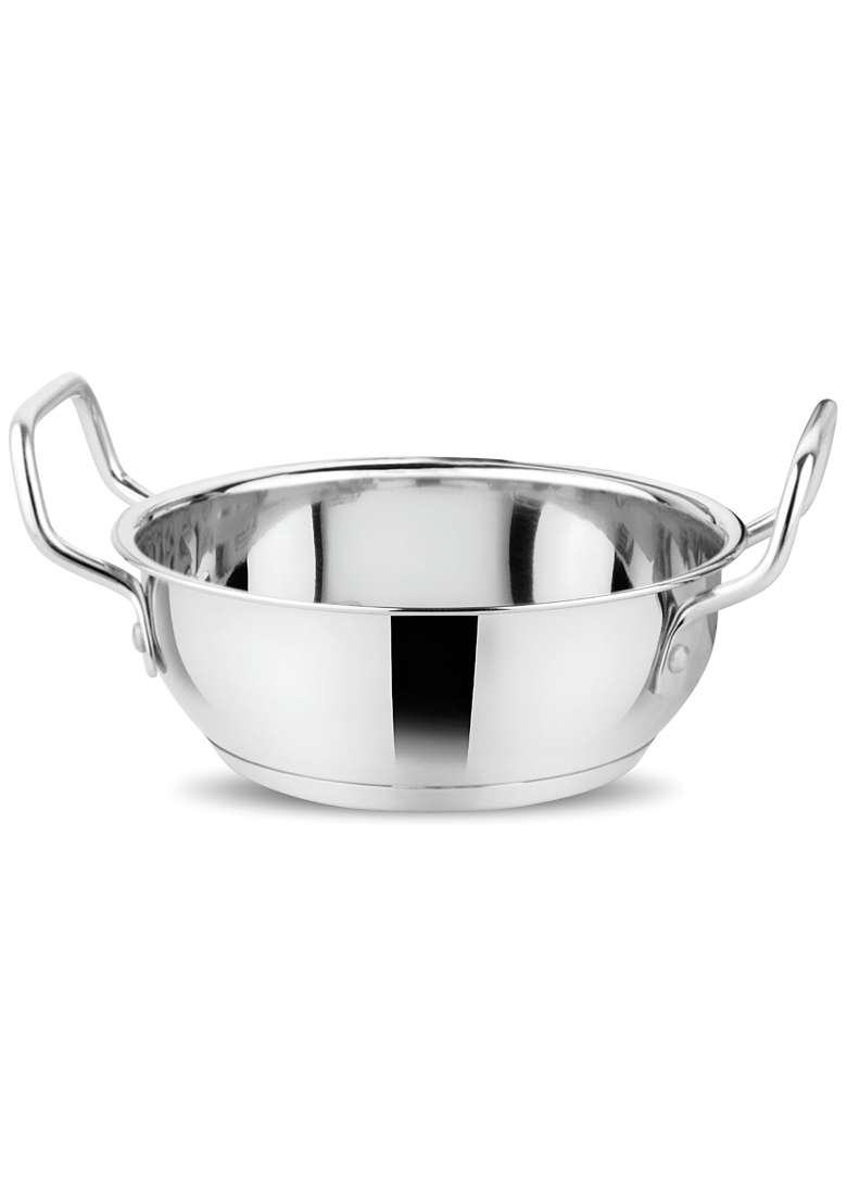 The Indian Aura Stainless Steel Kadhai Wok Without Lid | 3.5 L | 3.7 Qt | Induction Compatible - Indya