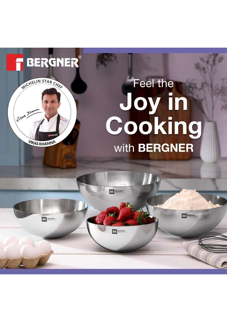 BERGNER BE Essentials Tri-Ply Stainless Steel | 4 L | 4.2 Qt | 28 cm | 11 Inch - Indya