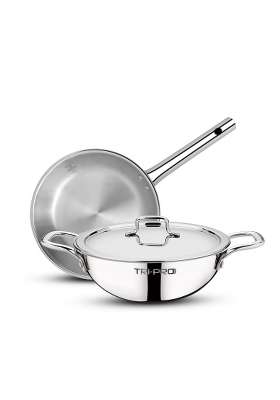 BERGNER TriPro TriPly Stainless Steel Cookware Set | 2.3 L | 2.4 Qt | 22 cm | 8.7 Inch | 3-Piece Set | Induction Compatible