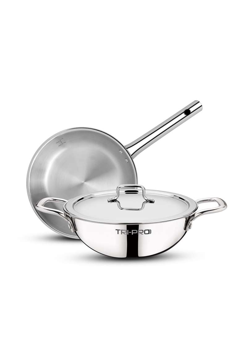 BERGNER TriPro TriPly Stainless Steel Cookware Set | 2.3 L | 2.4 Qt | 22 cm | 8.7 Inch | 3-Piece Set | Induction Compatible - Indya