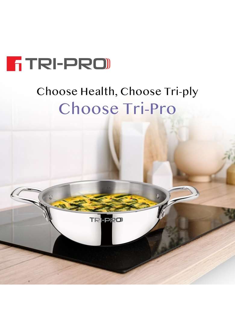 BERGNER TriPro TriPly Stainless Steel Cookware Set | 2.3 L | 2.4 Qt | 22 cm | 8.7 Inch | 3-Piece Set | Induction Compatible - Indya