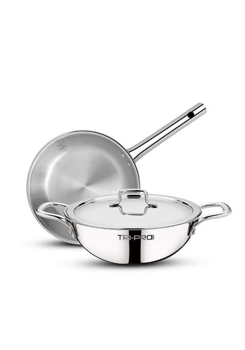 BERGNER TriPro TriPly Stainless Steel Cookware Set | 2.3 L | 2.4 Qt | 22 cm | 8.7 Inch | 3-Piece Set | Induction Compatible