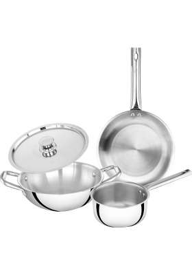 Prestige Triply Cookware Set | 1.2 L | 1.3 Qt | 22 cm | 8.7 Inch | Pack of 4 | Induction Compatible