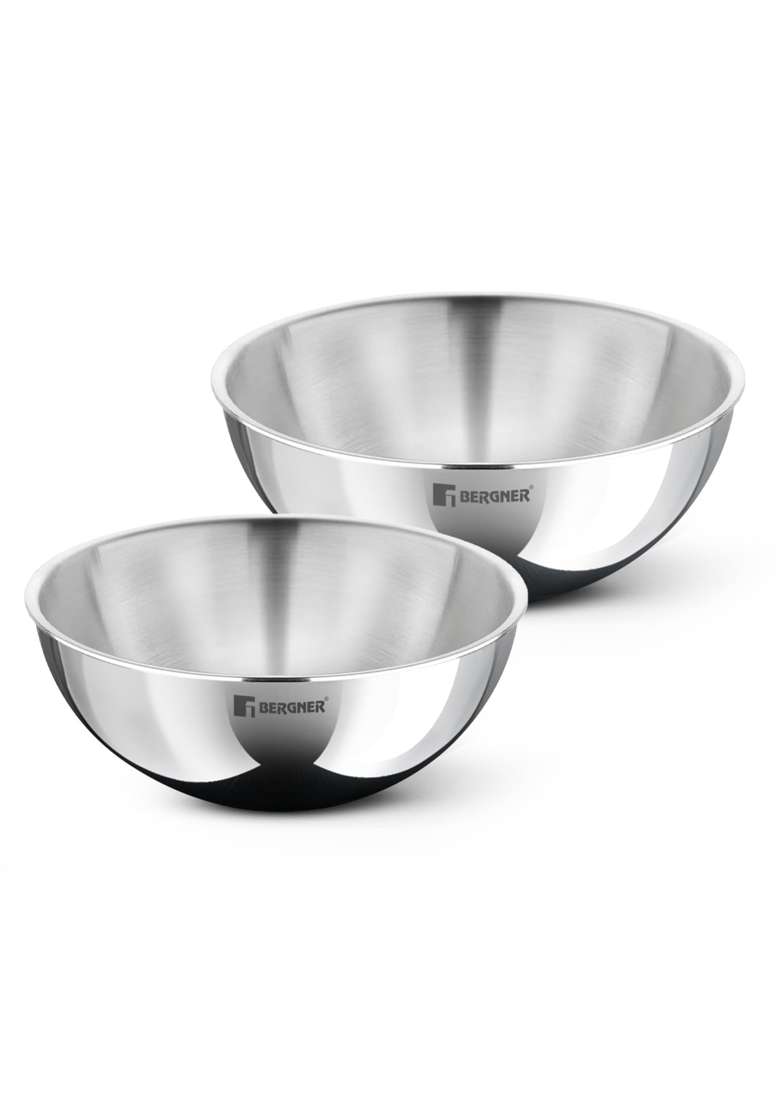 BERGNER Tripro Triply Stainless Steel Tasra Deep Pan Set | 2 L | 2.1 Qt | 20 cm | 7.9 Inch | 2-Piece Set | Induction Compatible - Indya
