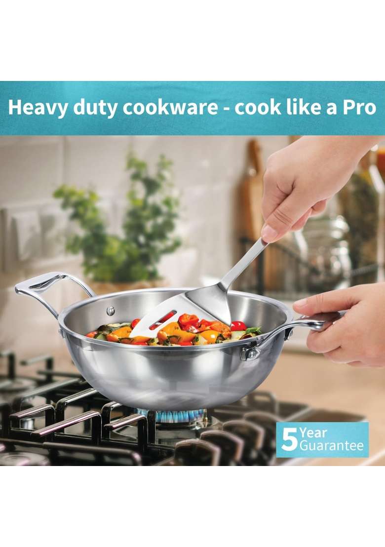 Hawkins Pro Triply Stainless Steel Cookware Combo Set | 22 cm | 8.7 Inch | With Lid - Indya