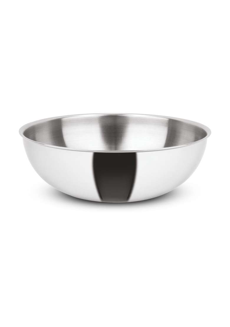 Orange Stainless Steel Triply Tasra Deep Pan Without Lid | 2 L | 2.1 Qt | 20 cm | 7.9 Inch | Induction Compatible | Heavy Bottom - Indya