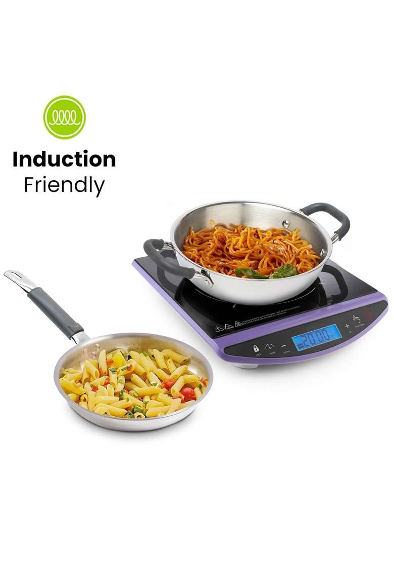 Allo Stainless Steel Triply Cookware Set | 1.5 L | 1.6 Qt | 20 cm | 7.9 Inch | 3-Piece Set | Induction Compatible | Non-Stick | With Lid - Indya