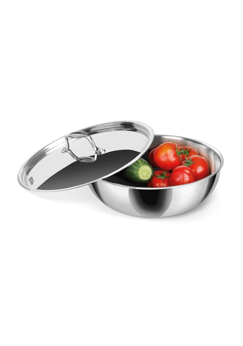 MILTON Pro cook Tri-Ply Stainless Steel Tasla Deep Pan with Lid | 1 L | 1.1 Qt | 18 cm | 7.1 Inch | Induction Compatible - Indya