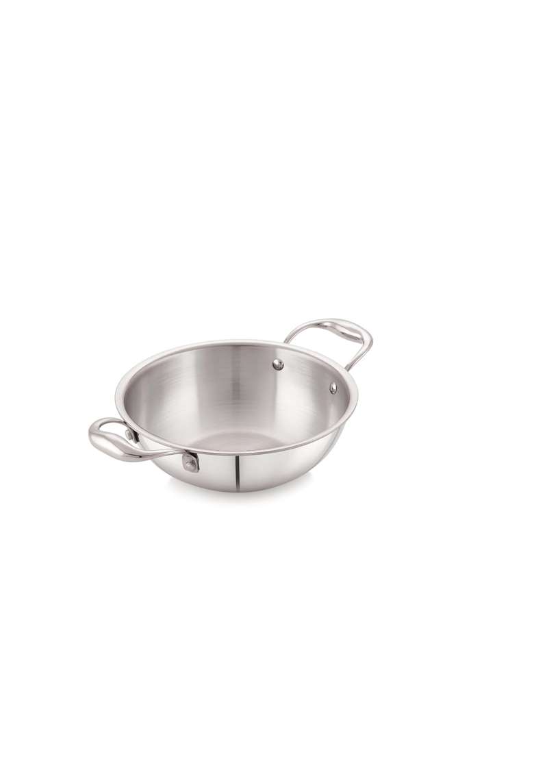Anjali Tattva Triply Kadai Wok with Stainless Steel Lid | 2000 ml | 67.6 fl oz | Induction Compatible | Food Safe - Indya