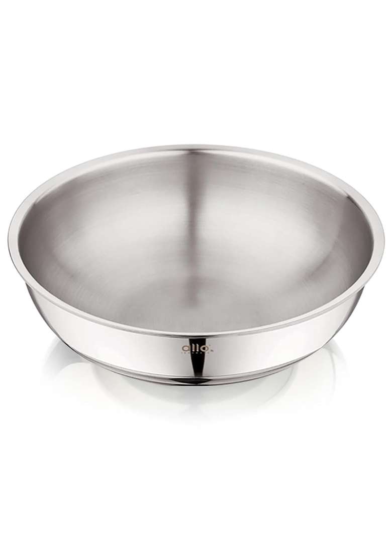 Allo Triply Stainless Steel Tasla Deep Pan | 1.2 L | 1.3 Qt | 18 cm | 7.1 Inch | Induction Compatible | Heavy Bottom | Non-Stick - Indya