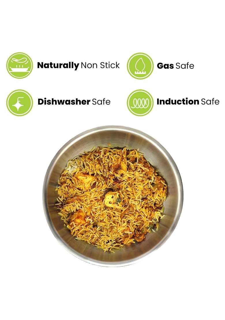 Allo Triply Stainless Steel Tasla Deep Pan | 1.2 L | 1.3 Qt | 18 cm | 7.1 Inch | Induction Compatible | Heavy Bottom | Non-Stick - Indya