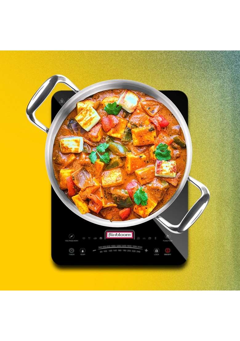 FLIXBLOOM Stainless Tri-Ply Steel Induction Base Cookware Set Kadai Wok for Kitchen Perfect | 2 L | 2.1 Qt - Indya