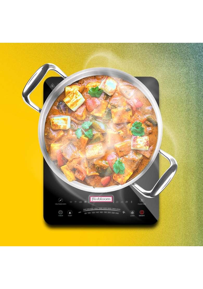 FLIXBLOOM Stainless Tri-Ply Steel Induction Base Cookware Set Kadai Wok for Kitchen Perfect | 2 L | 2.1 Qt - Indya