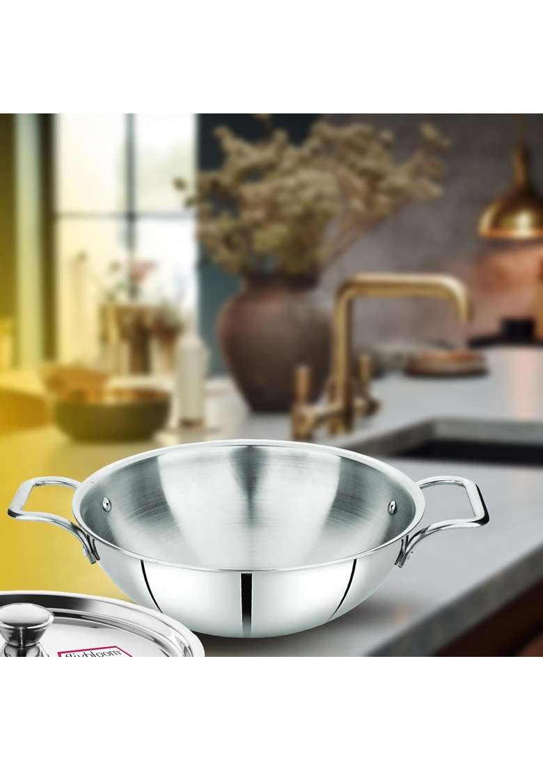 FLIXBLOOM Aura Kitchen Triply Stainless Steel Aluminium Steel Coordination | 4 L | 4.2 Qt | Induction Compatible | With Lid - Indya
