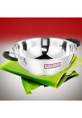 FLIXBLOOM Shine Special Kitchen Cookware Induction and Gas Stove Compatible Cooking Kadai Wok | 4.5 L | 4.8 Qt | Tri-Ply