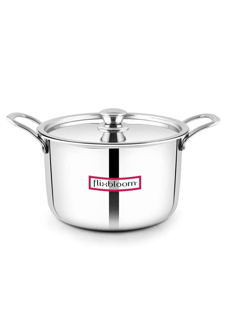FLIXBLOOM Select Stainless Steel Triply Cookware Casserole Biryani Handi Biryani Pot Pot with Lid | 2 L | 2.1 Qt | Induction Compatible - Indya